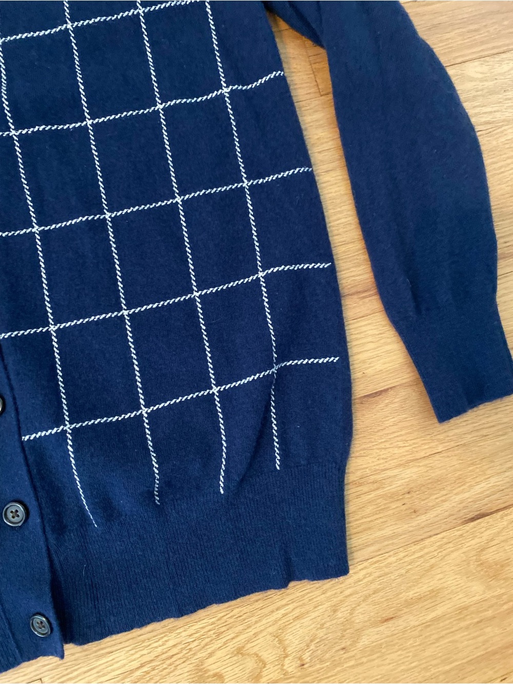 J. Crew Wool Cashmere Blend Cardigan with Windowpane Grid Large - Picture 3 of 9